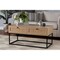 Wholesale Interiors Baxton Studio Amelia Mid-Century Modern Transitional Natural Brown Finished Wood and Natural Rattan 2-Drawer Coffee Table